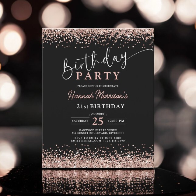Budget Rose Gold Black Any Age 21st Birthday (Creator Uploaded)
