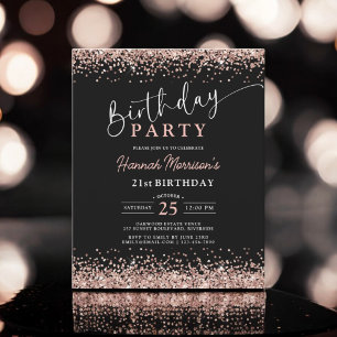 Budget Rose Gold Black Any Age 21st Birthday Flyer