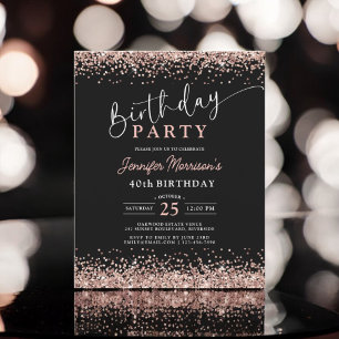 Budget Rose Gold Black Any Age 40th Birthday