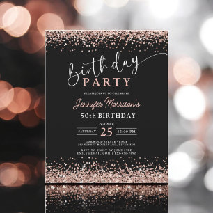 Budget Rose Gold Black Any Age 50th Birthday