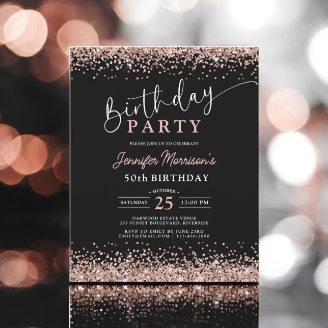Budget Rose Gold Black Any Age 50th Birthday (Creator Uploaded)