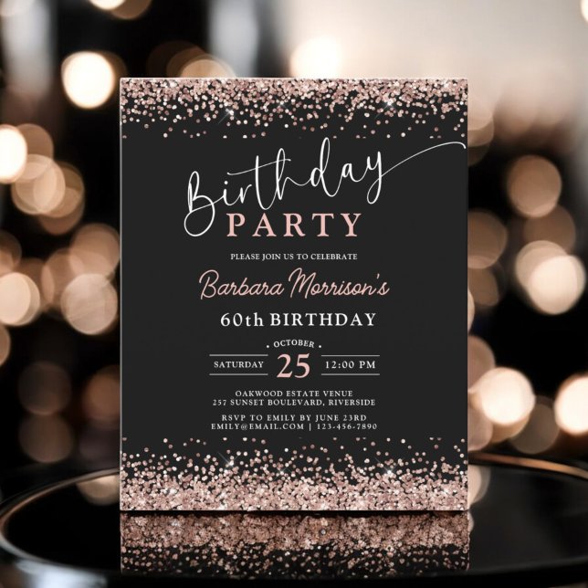 Budget Rose Gold Black Any Age 60th Birthday (Creator Uploaded)
