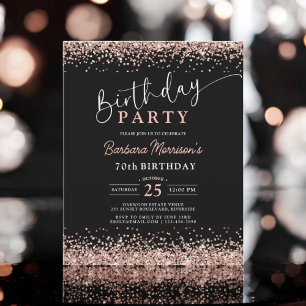 Budget Rose Gold Black Any Age 70th Birthday Flyer