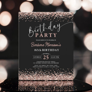 Budget Rose Gold Black Any Age Birthday Flyer