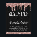 Budget Rose Gold Black Glitter Birthday Flyer<br><div class="desc">Budget Blush Pink - Rose Gold and Black Sparkly Dripping Glitter Custom Any Age (13th, 16th, 18th, 21st, 30th, 40th, 50th, 60th) Birthday Party Invitation . This is the perfect (thirteen, sixteen, eighteen, twenty one, thirty, forty, fifty or sixty) Fun and Trendy Birthday Invitation for a Modern Elegant Rose Gold...</div>