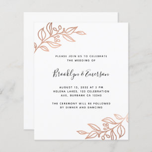 BUDGET Rose Gold Botanical Modern Wedding