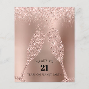 Budget Rose Gold Champagne 21st Birthday Card