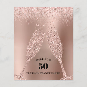 Budget Rose Gold Champagne 40th Birthday Invite