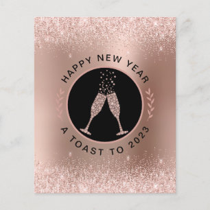 Budget Rose Gold Champagne Toast New Year Card