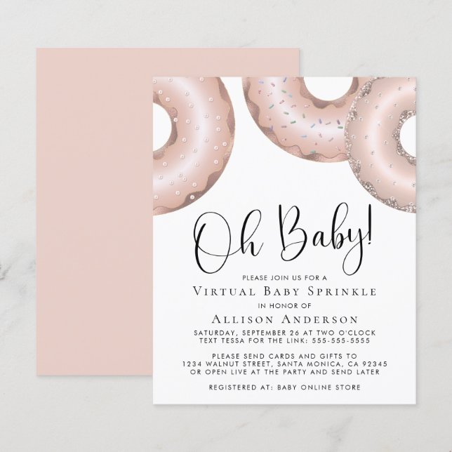 Budget Rose Gold Doughnuts Virtual Baby Sprinkle (Front/Back)