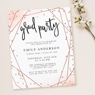 Budget Rose Gold Faux Glitter Geometric Graduation