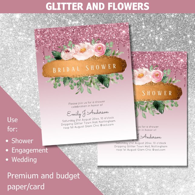 BUDGET Rose Gold Floral BRIDAL SHOWER Invitations Flyer (Creator Uploaded)