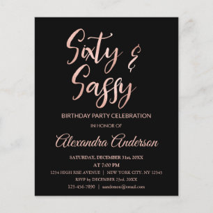 Budget Rose Gold Foil 60 Sixty Sassy Birthday Flyer
