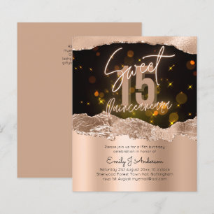 BUDGET Rose Gold Foil Glitter Quinceanera 15th