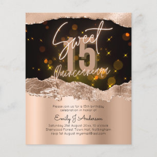 BUDGET Rose Gold Foil Glitter Quinceanera 15th Flyer