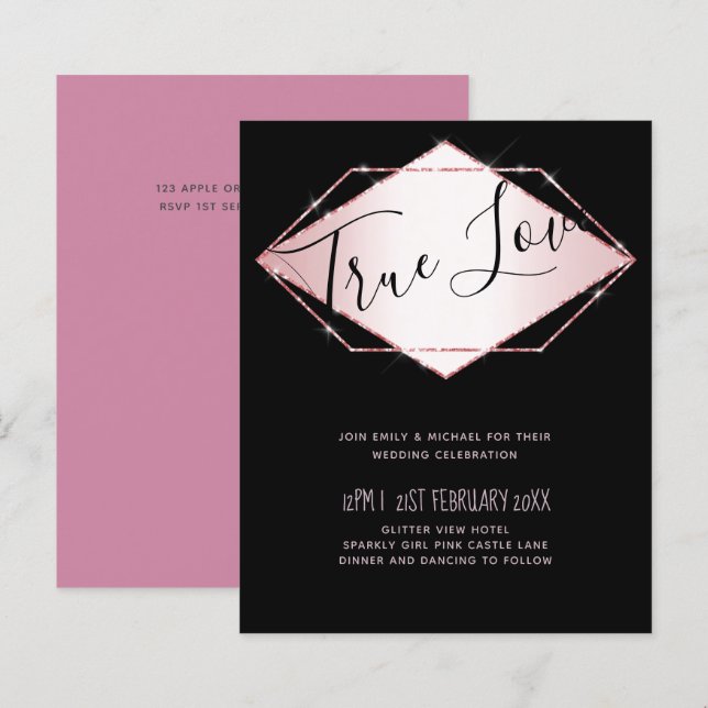 Budget Rose Gold Foil Look Geometric Wedding (Front/Back)