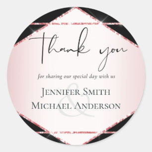 Budget Rose Gold Foil Look Geometric Wedding Classic Round Sticker