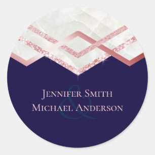 Budget Rose Gold Foil Look Geometric Wedding Classic Round Sticker