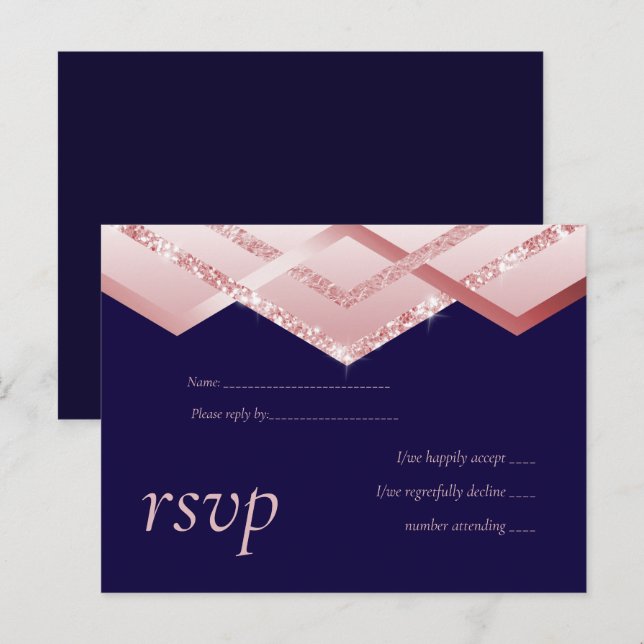 Budget Rose Gold Foil Look Geometric Wedding Invitation Postcard (Front/Back)
