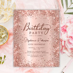 Budget Rose Gold Glitter 13th Birthday Invitation<br><div class="desc">Budget Modern elegant rose gold metallic and glitter 13th birthday invitations. This girly card design features stylish handwritten calligraphy script,  blush pink or rose gold faux brushed metallic foil background with loose glam glitter frame around. Easy to personalise,  perfect for any age.</div>