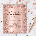 Budget Rose Gold Glitter 18th Birthday Invitation<br><div class="desc">Budget Modern elegant rose gold metallic and glitter 18th birthday party invitations. This girly card design features stylish handwritten calligraphy script,  blush pink or rose gold faux brushed metallic background with loose glam glitter frame around. Easy to personalise,  perfect for any age.</div>