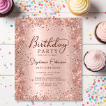 Budget Rose Gold Glitter 21st Birthday Invitation<br><div class="desc">Budget Modern elegant rose gold metallic and glitter 21st birthday party invitations. This adult girly card design features stylish handwritten calligraphy script,  blush pink or rose gold faux brushed metallic background with loose glam glitter frame around. Easy to personalise,  perfect for any age.</div>