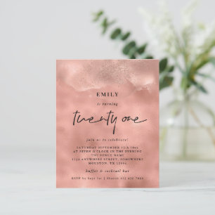 Budget Rose Gold Glitter 21st Party Invitation