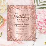 Budget Rose Gold Glitter 30th Birthday Invitation<br><div class="desc">Budget Modern elegant rose gold metallic and glitter 30th birthday party invitations. This adult girly card design features stylish handwritten calligraphy script,  blush pink or rose gold faux brushed metallic background with loose glam glitter frame around. Easy to personalise,  perfect for any age.</div>