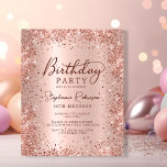 Budget Rose Gold Glitter 40th Birthday Invitation<br><div class="desc">Budget Modern elegant rose gold metallic and glitter 40th birthday party invitations. This adult girly card design features stylish handwritten calligraphy script,  blush pink or rose gold faux brushed metallic background with loose glam glitter frame around. Easy to personalise,  perfect for any age.</div>