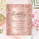 Budget Rose Gold Glitter 50th Birthday Invitation<br><div class="desc">Budget Modern elegant rose gold metallic and glitter 50th birthday party invitations. This adult girly card design features stylish handwritten calligraphy script,  blush pink or rose gold faux brushed metallic background with loose glam glitter frame around. Easy to personalise,  perfect for any age.</div>