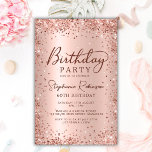 Budget Rose Gold Glitter 60th Birthday Invitation<br><div class="desc">Budget elegant modern rose gold metallic and glitter 60th birthday party invitations. This adult girly card design features stylish handwritten calligraphy script,  blush pink or rose gold faux brushed metallic foil look background with loose glam glitter frame around. Easy to personalise,  perfect for any age.</div>