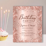 Budget Rose Gold Glitter 60th Birthday Invitation<br><div class="desc">Budget Modern elegant rose gold metallic and glitter 60th birthday party invitations. This adult girly card design features stylish handwritten calligraphy script,  blush pink or rose gold faux brushed metallic background with loose glam glitter frame around. Easy to personalise,  perfect for any age.</div>