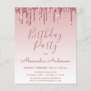 Budget Rose Gold Glitter Any Age Birthday