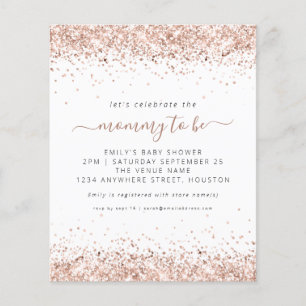 Budget Rose Gold Glitter Baby Shower Invitation