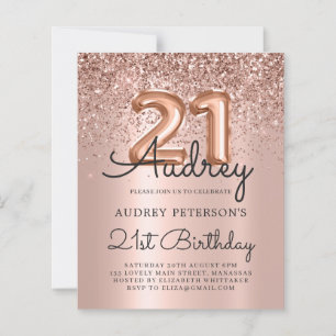 Budget Rose Gold Glitter Balloon 21st Birthday