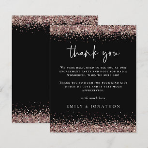 Budget Rose Gold Glitter Black Engagement Thanks