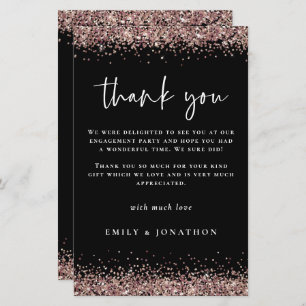 Budget Rose Gold Glitter Black Engagement Thanks