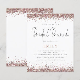 Budget Rose Gold Glitter Bridal Brunch Invitation
