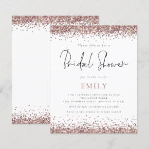 Budget Rose Gold Glitter Bridal Shower Invitation