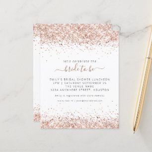 Budget Rose Gold Glitter Bridal Shower Invitation