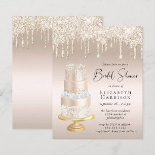 Budget Rose Gold Glitter Bridal Shower Invitation