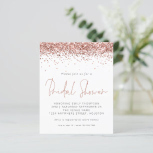 Budget Rose Gold Glitter Bridal Shower Invite