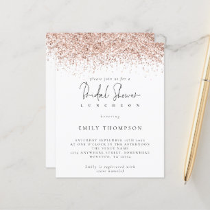 Budget Rose Gold Glitter Bridal Shower Invite
