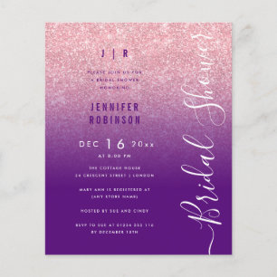 Budget Rose Gold Glitter Bridal Shower Purple