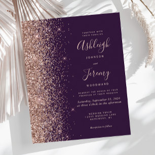 Budget Rose Gold Glitter Dark Purple Wedding