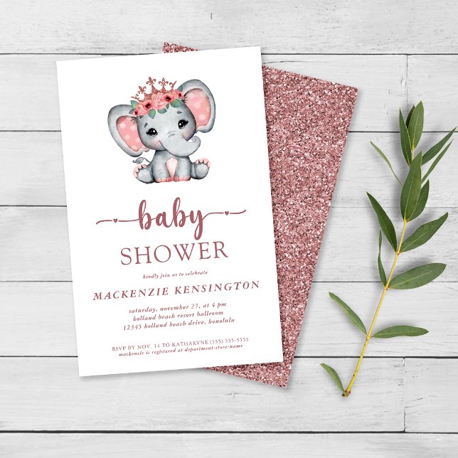 Budget Rose Gold Glitter Elephant Baby Girl FLYER (Creator Uploaded)