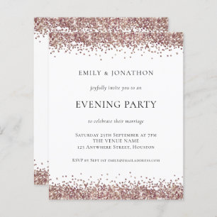 BUDGET Rose Gold Glitter Evening Party Invitation
