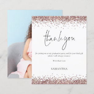 Budget Rose Gold Glitter Graduation Thank You