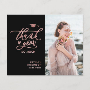 BUDGET Rose Gold Glitter GRADUATION Thank You Card