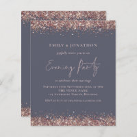 BUDGET Rose Gold Glitter Grey Evening Invitation